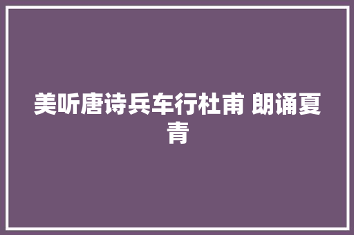 美听唐诗兵车行杜甫 朗诵夏青