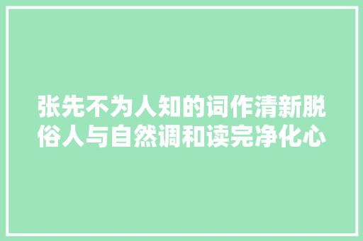张先不为人知的词作清新脱俗人与自然调和读完净化心灵