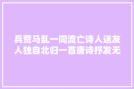兵荒马乱一同流亡诗人送友人独自北归一首唐诗抒发无限哀伤