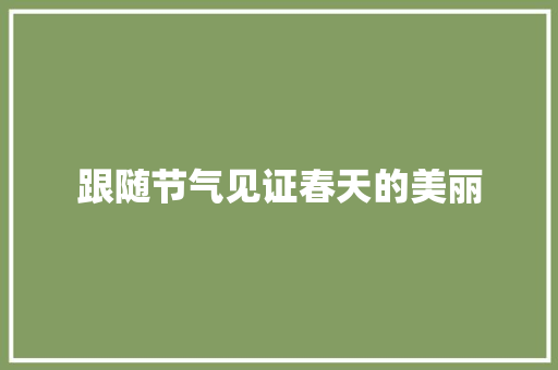 跟随节气见证春天的美丽