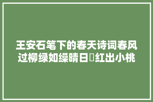 王安石笔下的春天诗词春风过柳绿如缲晴日烝红出小桃