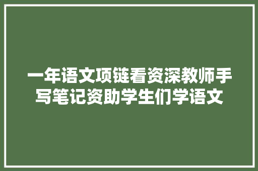 一年语文项链看资深教师手写笔记资助学生们学语文