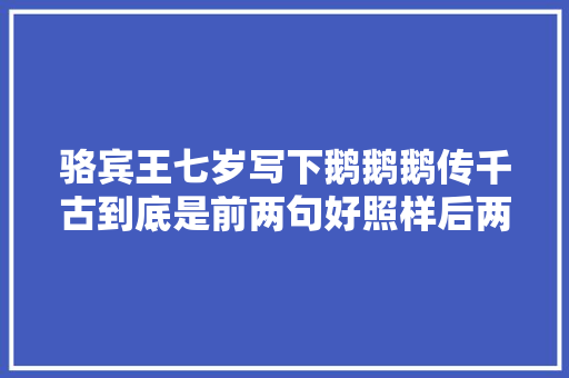 骆宾王七岁写下鹅鹅鹅传千古到底是前两句好照样后两句好