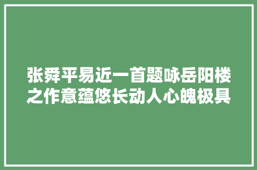 张舜平易近一首题咏岳阳楼之作意蕴悠长动人心魄极具艺术感染力