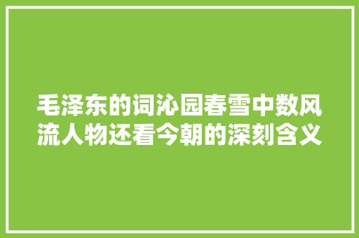 毛泽东的词沁园春雪中数风流人物还看今朝的深刻含义