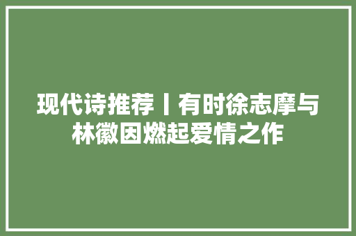 现代诗推荐丨有时徐志摩与林徽因燃起爱情之作