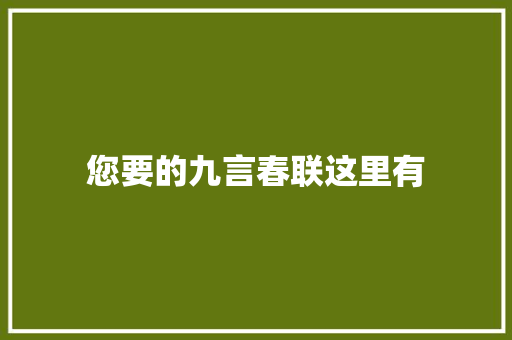您要的九言春联这里有