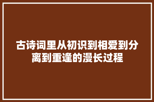 古诗词里从初识到相爱到分离到重逢的漫长过程