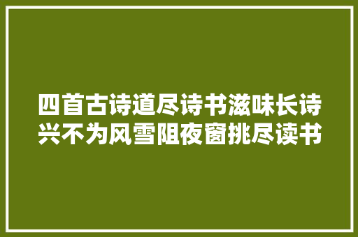 四首古诗道尽诗书滋味长诗兴不为风雪阻夜窗挑尽读书灯