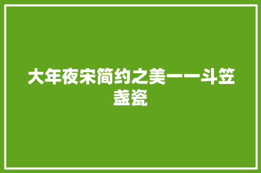 大年夜宋简约之美一一斗笠盏瓷