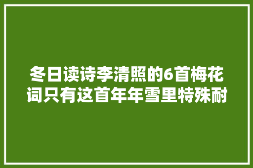 冬日读诗李清照的6首梅花词只有这首年年雪里特殊耐读