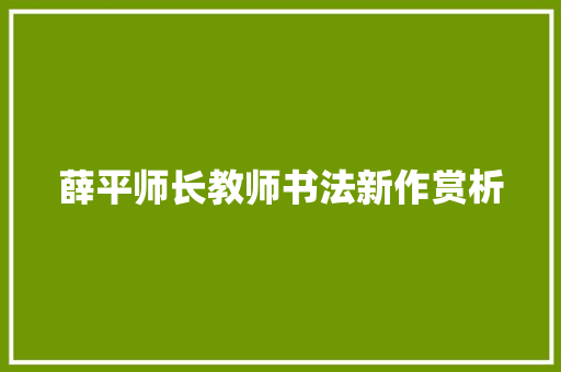薛平师长教师书法新作赏析