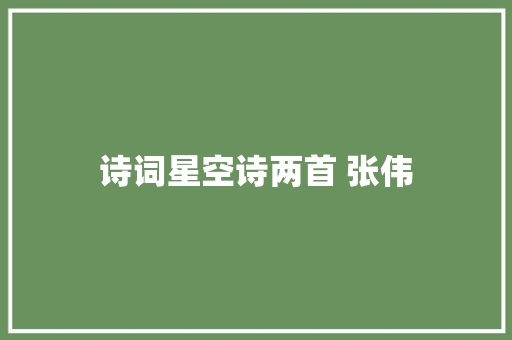 诗词星空诗两首 张伟