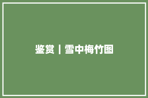鉴赏｜雪中梅竹图