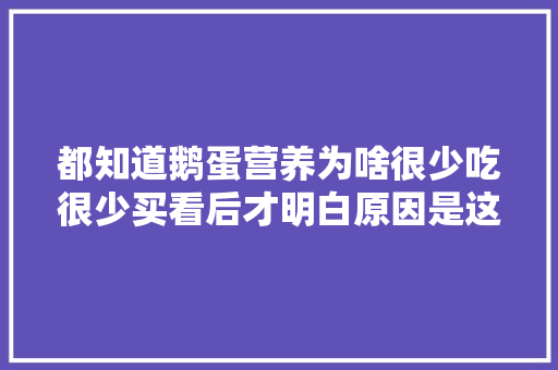 都知道鹅蛋营养为啥很少吃很少买看后才明白原因是这么回事