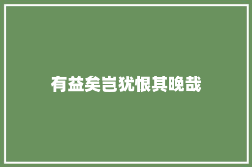 有益矣岂犹恨其晚哉