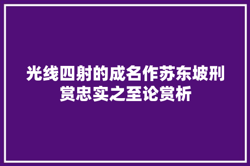 光线四射的成名作苏东坡刑赏忠实之至论赏析
