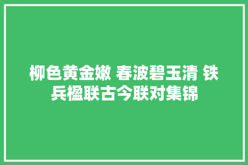 柳色黄金嫩 春波碧玉清 铁兵楹联古今联对集锦