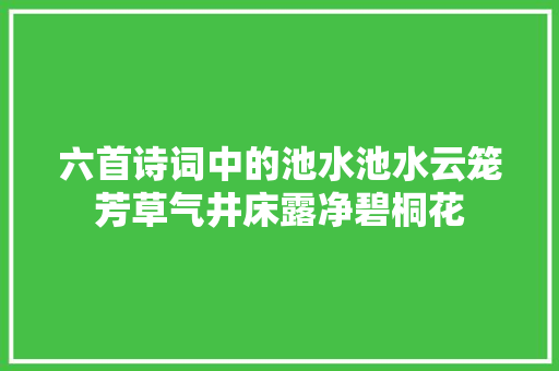 六首诗词中的池水池水云笼芳草气井床露净碧桐花