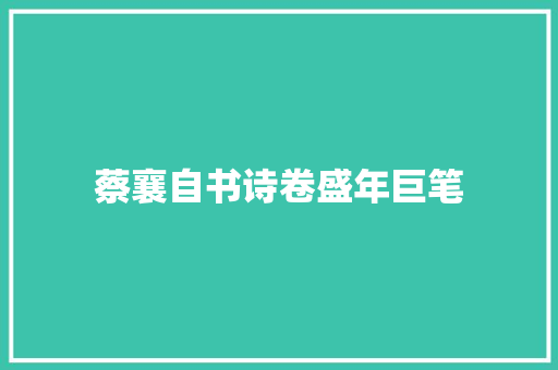 蔡襄自书诗卷盛年巨笔