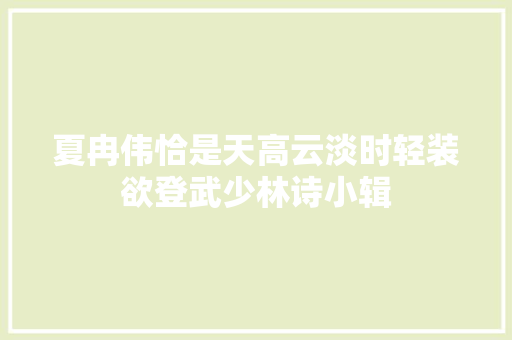 夏冉伟恰是天高云淡时轻装欲登武少林诗小辑