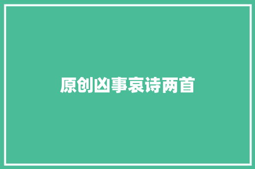 原创凶事哀诗两首