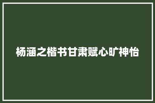 杨涵之楷书甘肃赋心旷神怡