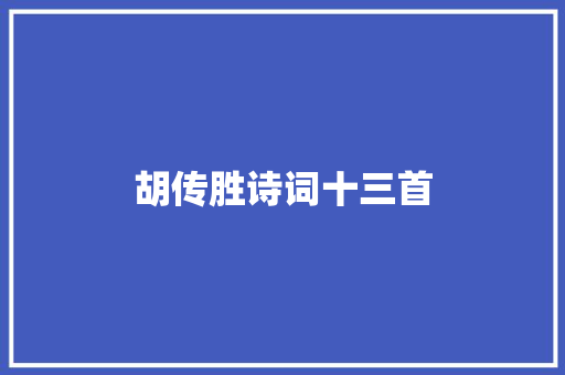 胡传胜诗词十三首