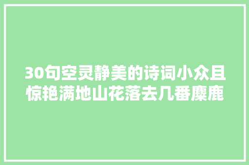 30句空灵静美的诗词小众且惊艳满地山花落去几番麋鹿来游