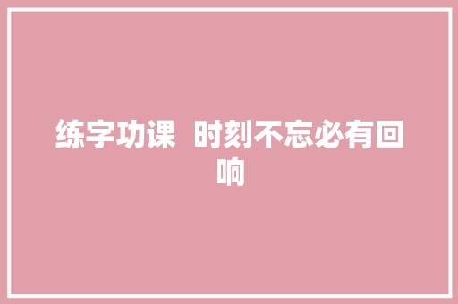 练字功课  时刻不忘必有回响