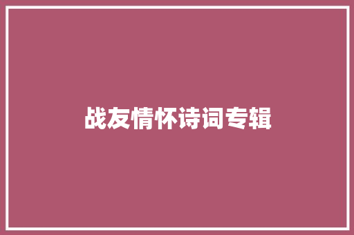 战友情怀诗词专辑