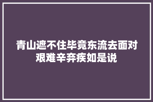 青山遮不住毕竟东流去面对艰难辛弃疾如是说