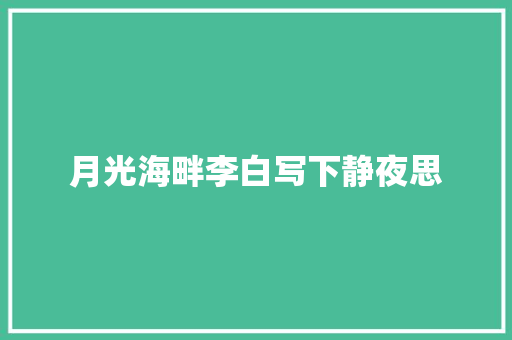 月光海畔李白写下静夜思