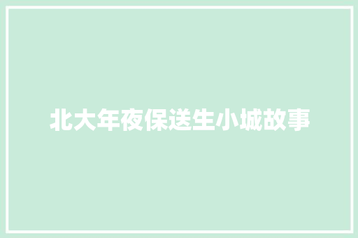 北大年夜保送生小城故事