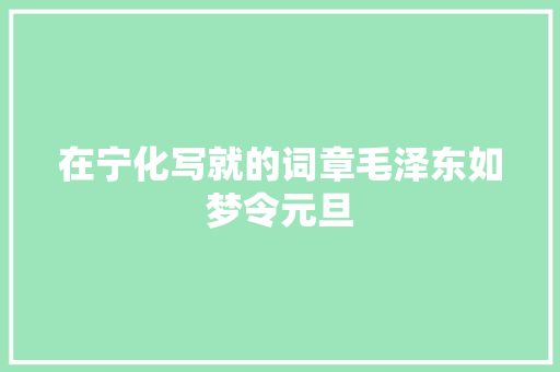 在宁化写就的词章毛泽东如梦令元旦