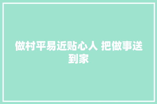 做村平易近贴心人 把做事送到家