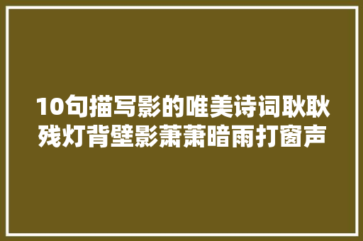 10句描写影的唯美诗词耿耿残灯背壁影萧萧暗雨打窗声