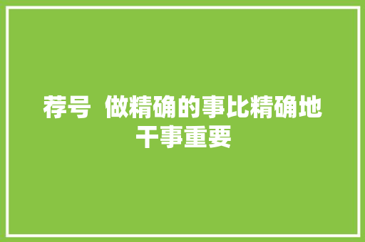 荐号 做精确的事比精确地干事重要 荐号 做精确的事比精确地干事重要