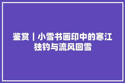 鉴赏｜小雪书画印中的寒江独钓与流风回雪