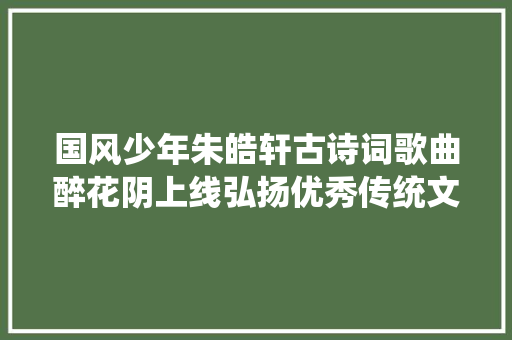 国风少年朱皓轩古诗词歌曲醉花阴上线弘扬优秀传统文化