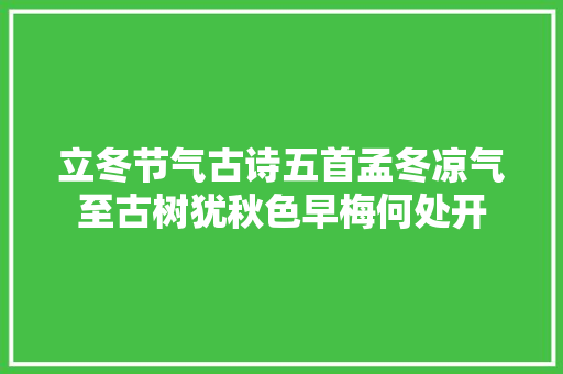 立冬节气古诗五首孟冬凉气至古树犹秋色早梅何处开