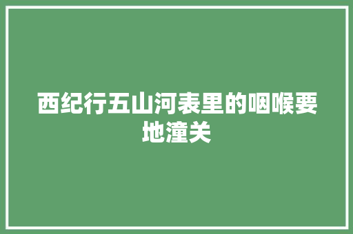 西纪行五山河表里的咽喉要地潼关