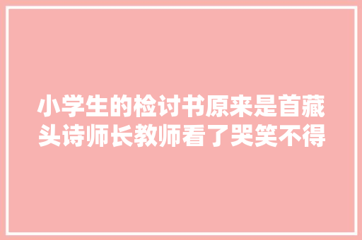 小学生的检讨书原来是首藏头诗师长教师看了哭笑不得