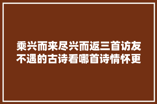 乘兴而来尽兴而返三首访友不遇的古诗看哪首诗情怀更胜一筹
