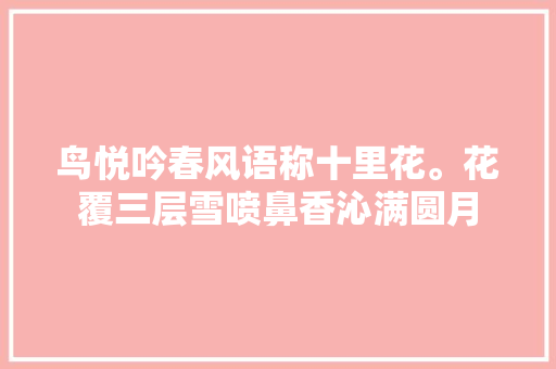 鸟悦吟春风语称十里花。花覆三层雪喷鼻香沁满圆月