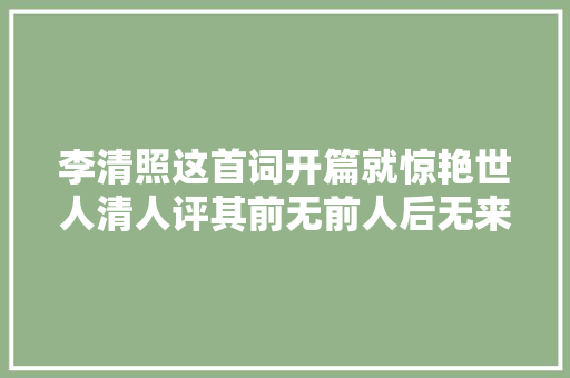 李清照这首词开篇就惊艳世人清人评其前无前人后无来者