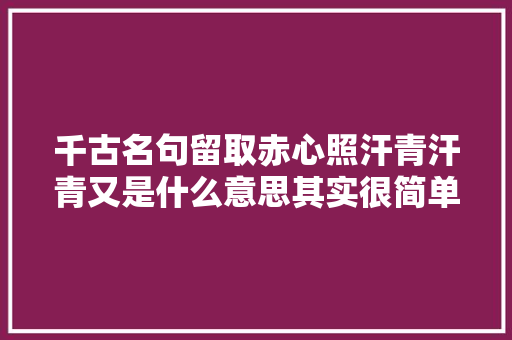 千古名句留取赤心照汗青汗青又是什么意思其实很简单
