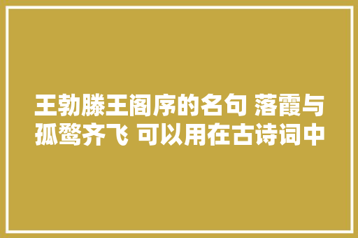 王勃滕王阁序的名句 落霞与孤鹜齐飞 可以用在古诗词中吗