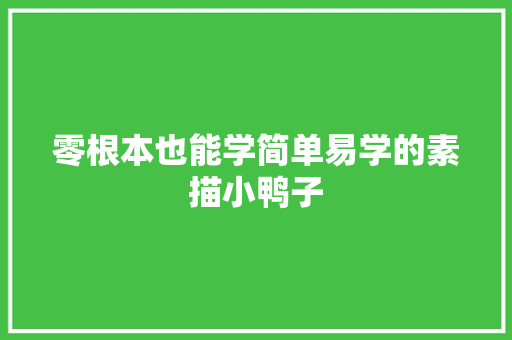 零根本也能学简单易学的素描小鸭子