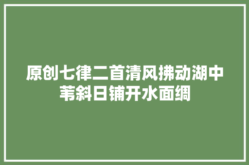 原创七律二首清风拂动湖中苇斜日铺开水面绸